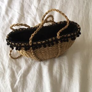 Zara Basket Bag with Pom Poms